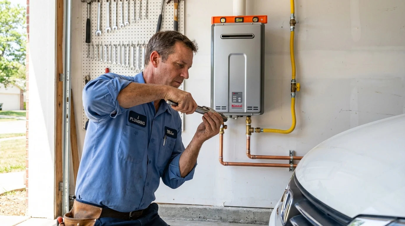 Tankless water heater installation by a Johns Plumbing LLC plumber in Spring